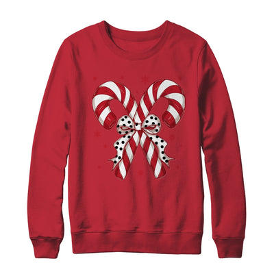 Retro Coquette Bow Candy Cane Christmas Season Women Girl Shirt & Sweatshirt | siriusteestore