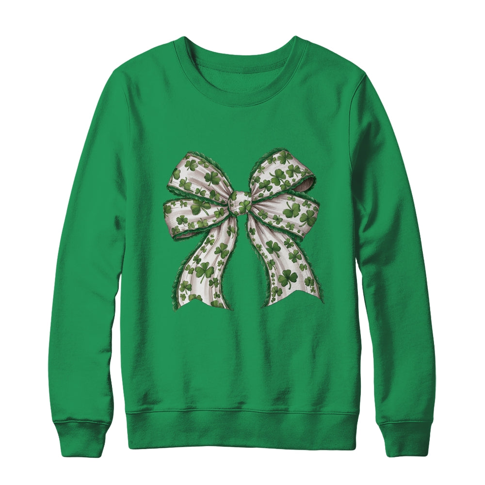 Retro Coquette Patrick's Day St Patty's Day Lucky Shamrock Shirt & Sweatshirt | siriusteestore