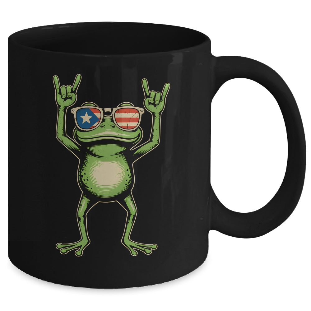Retro Coquí Frog Puerto Rican Flag Rock Sign Puerto Rico Mug | siriusteestore
