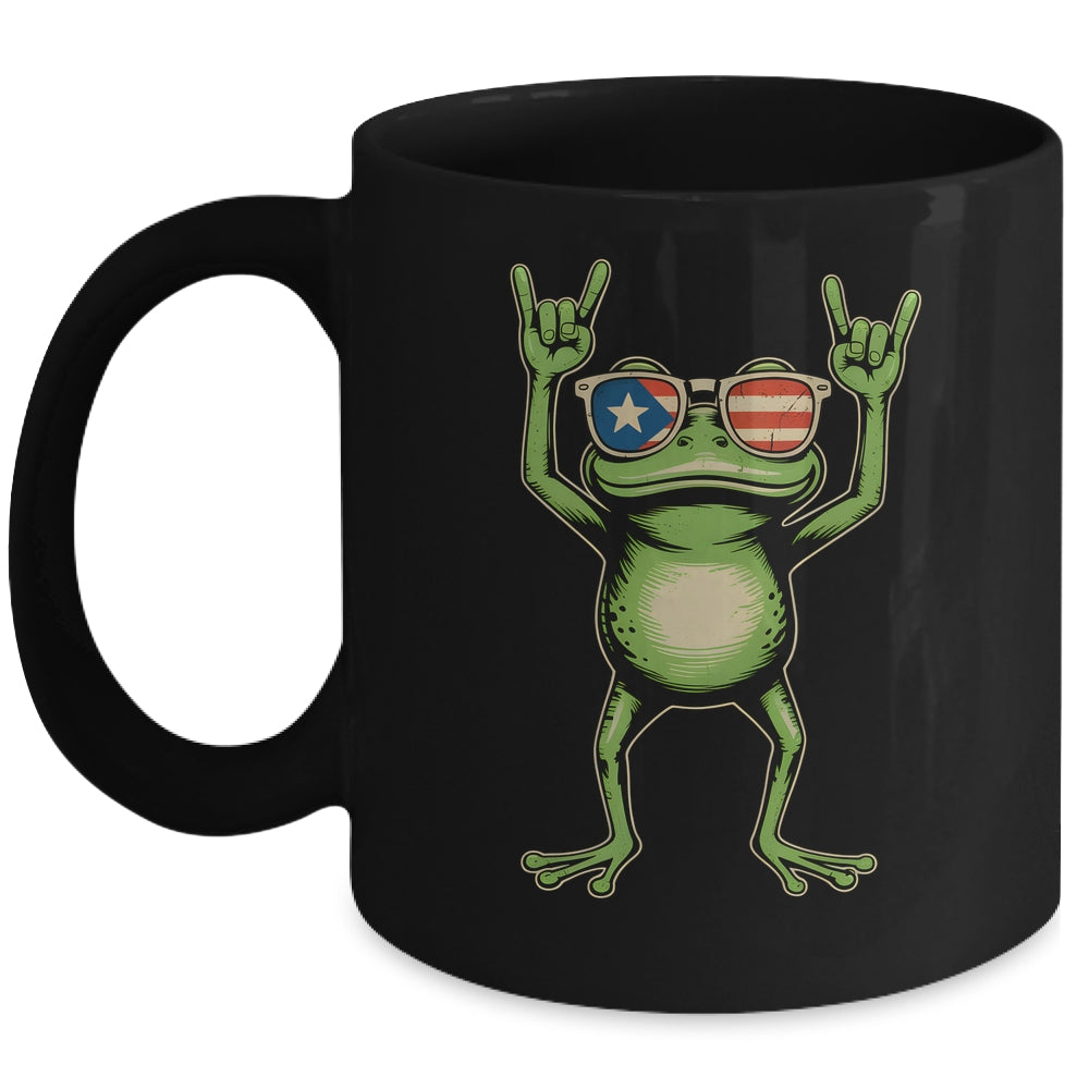 Retro Coquí Frog Puerto Rican Flag Rock Sign Puerto Rico Mug | siriusteestore