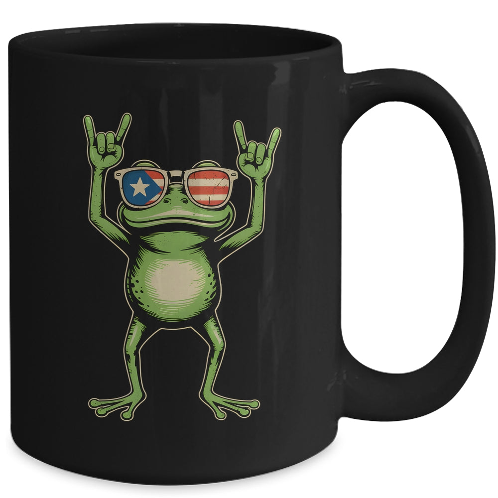 Retro Coquí Frog Puerto Rican Flag Rock Sign Puerto Rico Mug | siriusteestore