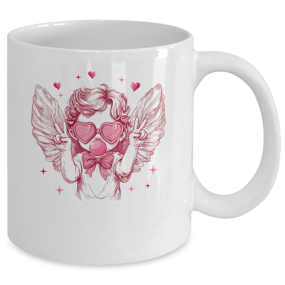 Retro Cupid Valentine Blowing Bubble Vintage Valentines Day Mug | siriusteestore