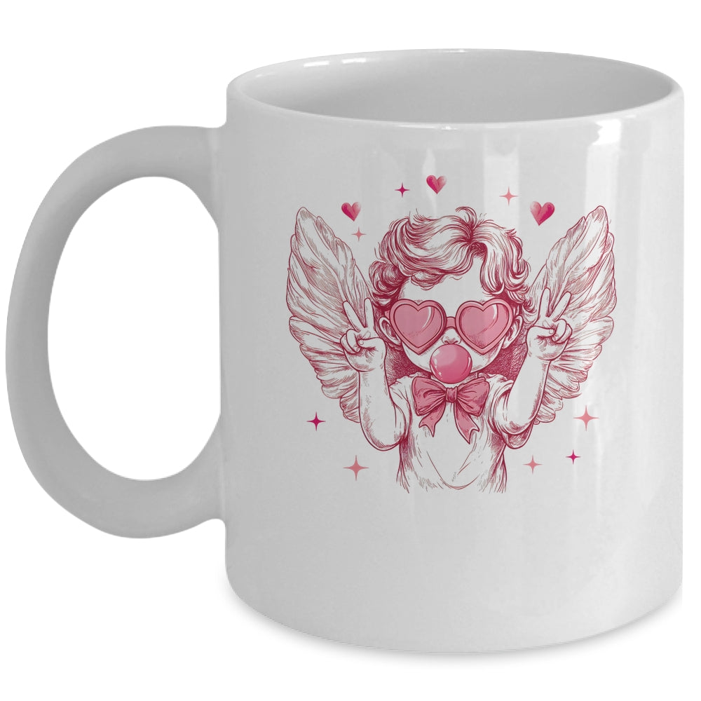 Retro Cupid Valentine Blowing Bubble Vintage Valentines Day Mug | siriusteestore