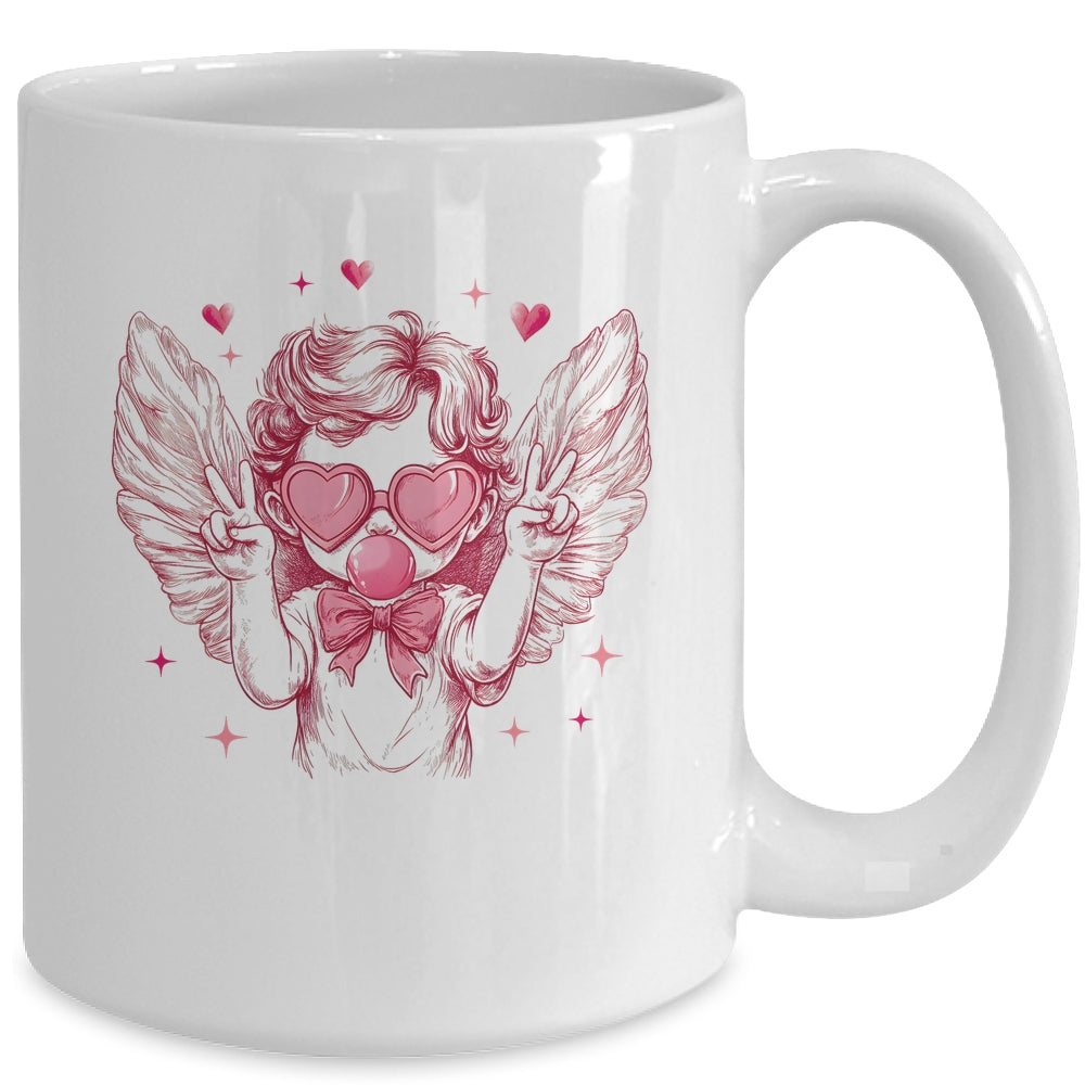 Retro Cupid Valentine Blowing Bubble Vintage Valentines Day Mug | siriusteestore