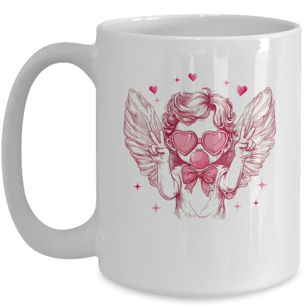 Retro Cupid Valentine Blowing Bubble Vintage Valentines Day Mug | siriusteestore