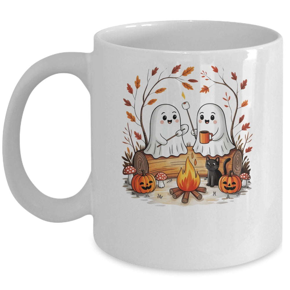 Retro Cute Ghost Funny Halloween Fall Camping Boo Ghosts Mug | siriusteestore