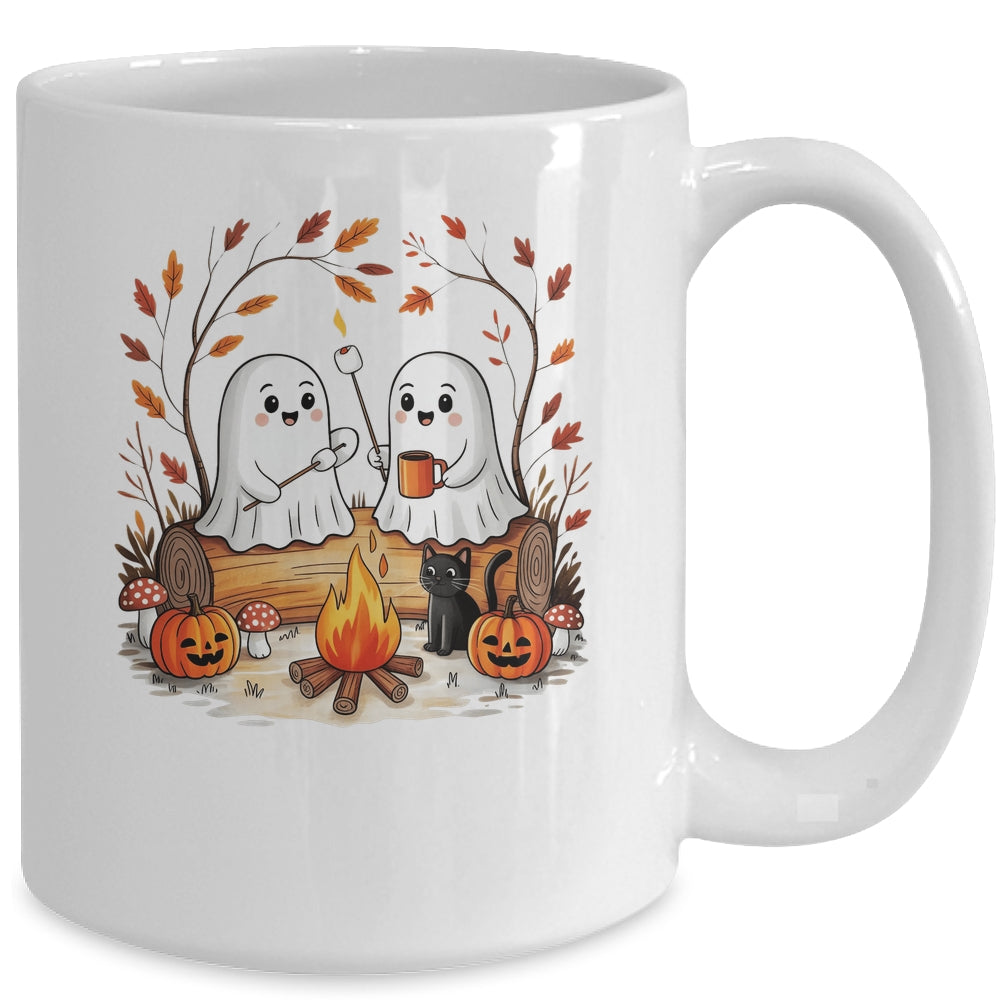 Retro Cute Ghost Funny Halloween Fall Camping Boo Ghosts Mug | siriusteestore