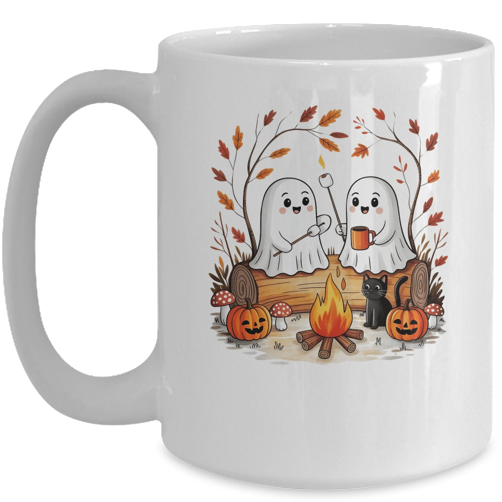 Retro Cute Ghost Funny Halloween Fall Camping Boo Ghosts Mug | siriusteestore