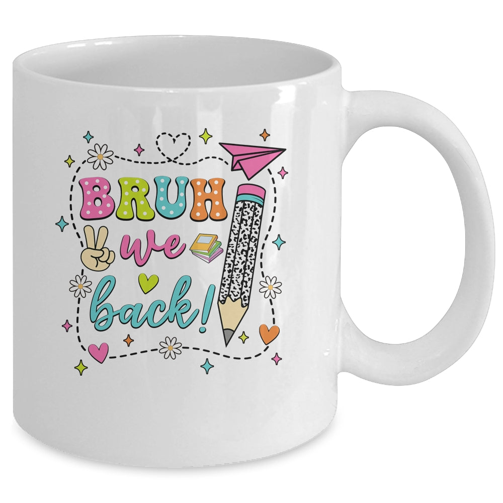 Retro Cute Pencil Bruh We Back Teachers First Day Of School Mug | siriusteestore
