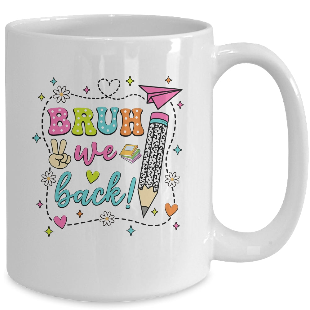 Retro Cute Pencil Bruh We Back Teachers First Day Of School Mug | siriusteestore