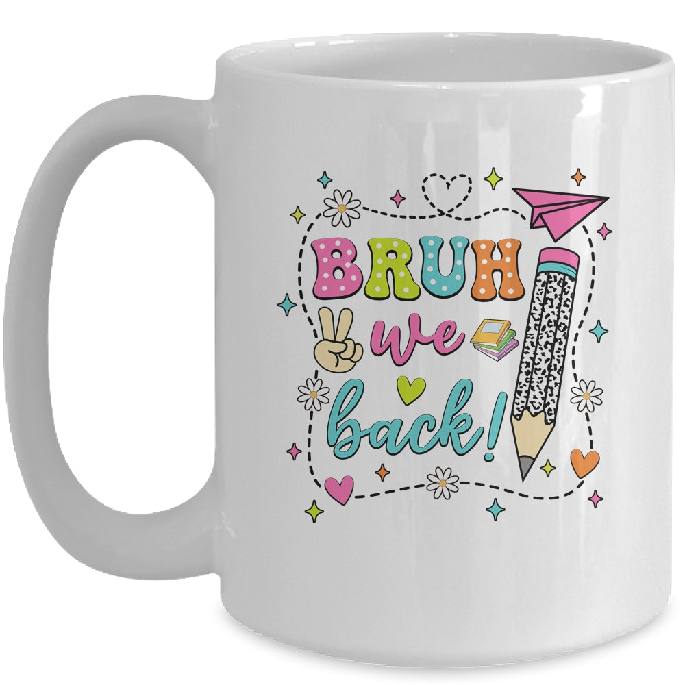 Retro Cute Pencil Bruh We Back Teachers First Day Of School Mug | siriusteestore