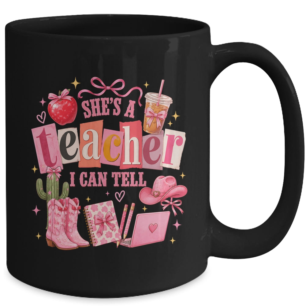 Retro Cute She'S A Teacher I Can Tell Western Back To School Mug | siriusteestore