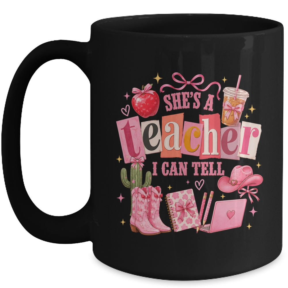 Retro Cute She'S A Teacher I Can Tell Western Back To School Mug | siriusteestore