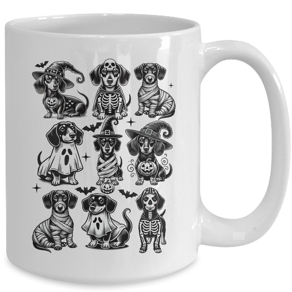 Retro Dachshund Witch Dog Spooky Season Halloween Funny Mug | siriusteestore