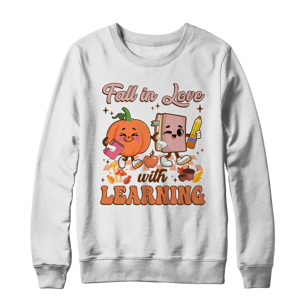 Retro Fall In Love Learning Teacher Pumpkin Spooky Teacher Shirt & Sweatshirt | siriusteestore