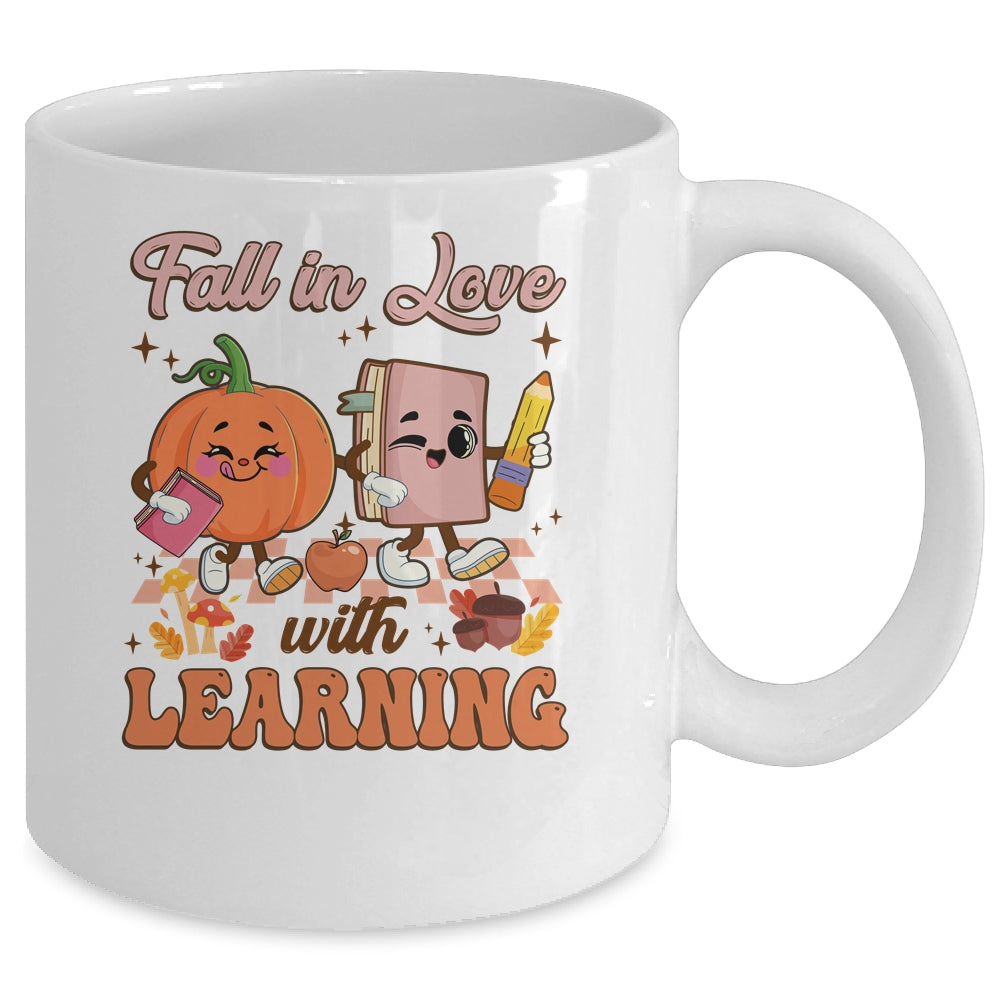 Retro Fall In Love Learning Teacher Pumpkin Spooky Teacher Mug | siriusteestore