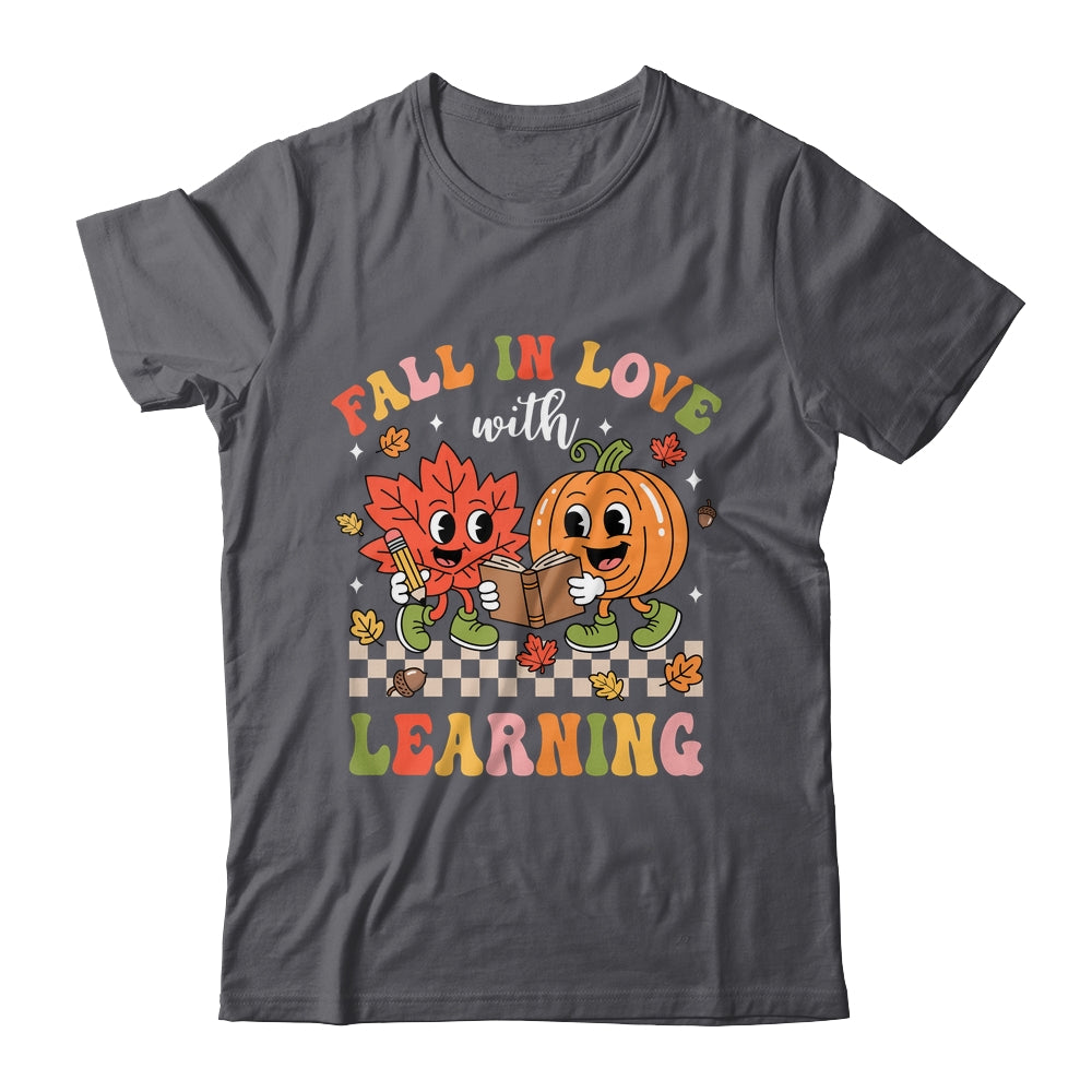 Retro Fall In Love With Learning Autumn Pumpkin Teacher Kids Shirt & Hoodie | siriusteestore