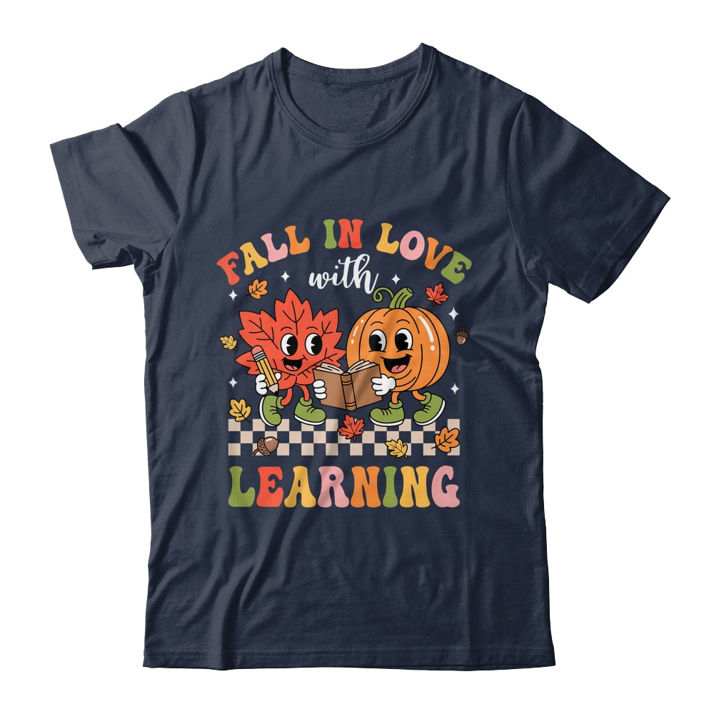 Retro Fall In Love With Learning Autumn Pumpkin Teacher Kids Shirt & Hoodie | siriusteestore