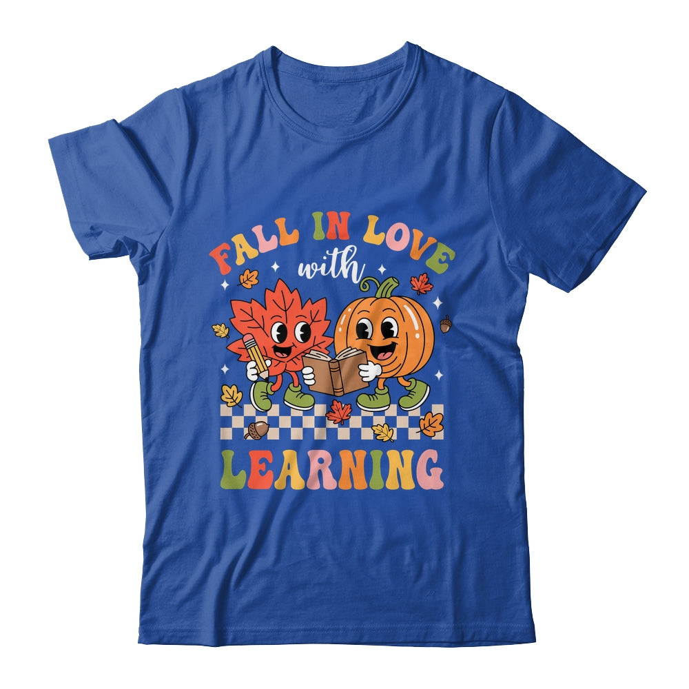 Retro Fall In Love With Learning Autumn Pumpkin Teacher Kids Shirt & Hoodie | siriusteestore