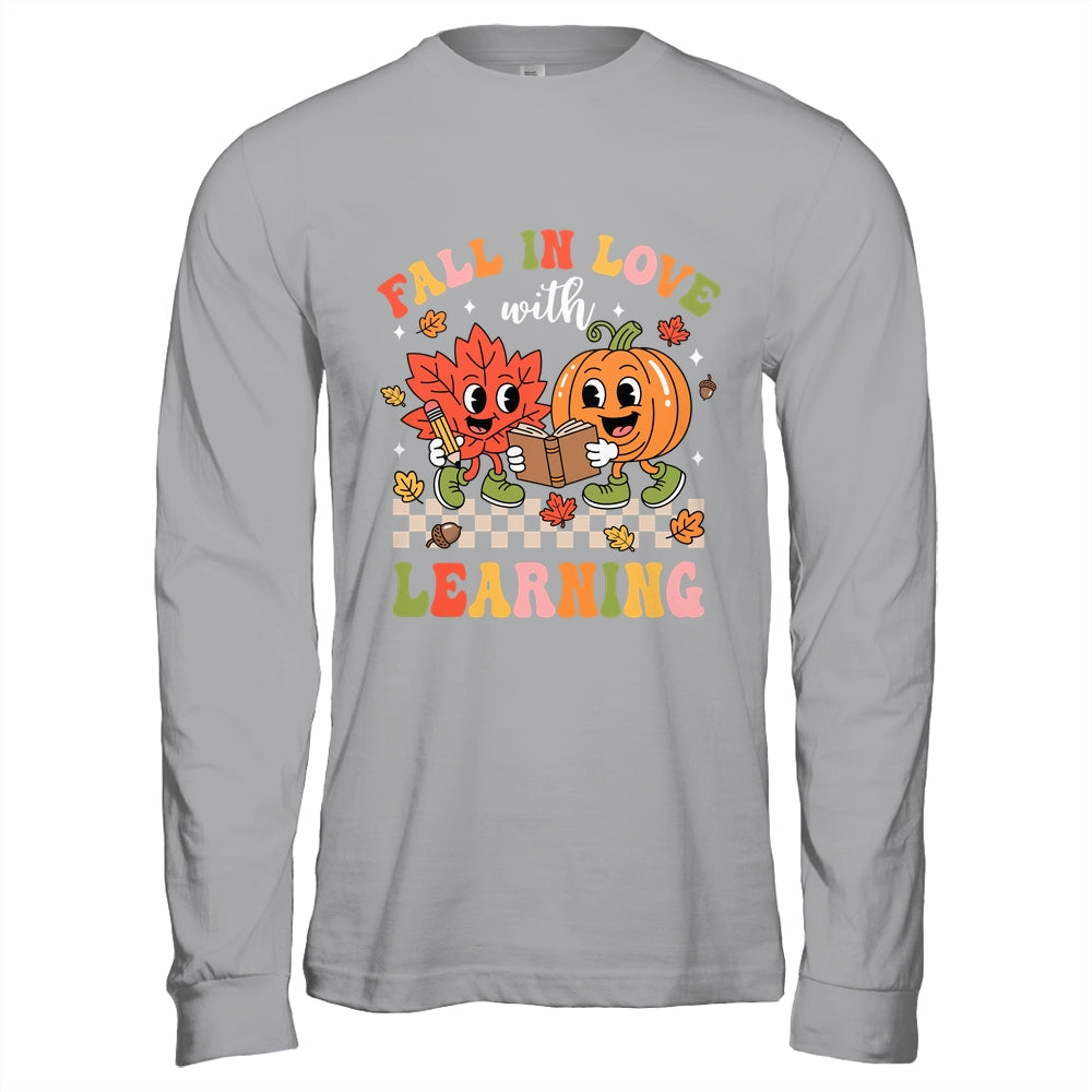 Retro Fall In Love With Learning Autumn Pumpkin Teacher Kids Shirt & Hoodie | siriusteestore