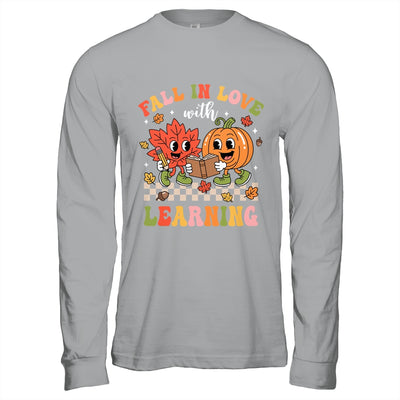 Retro Fall In Love With Learning Autumn Pumpkin Teacher Kids Shirt & Hoodie | siriusteestore