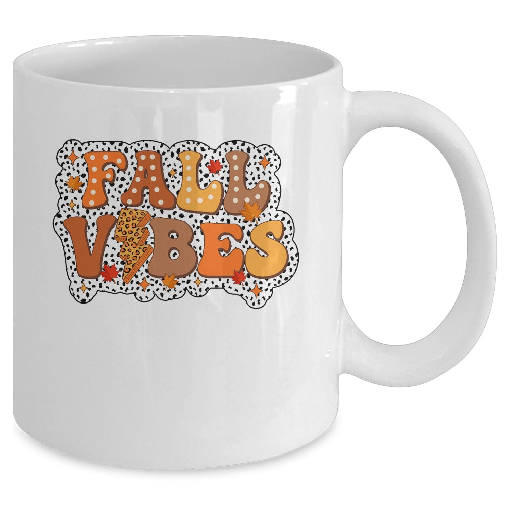 Retro Fall Vibes Autumn Design Groovy Thanksgiving Women Mug | siriusteestore