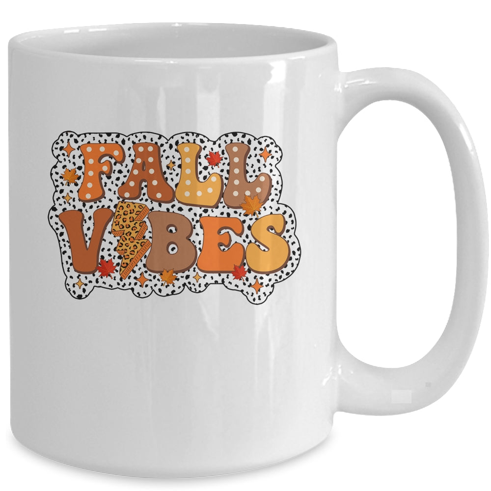 Retro Fall Vibes Autumn Design Groovy Thanksgiving Women Mug | siriusteestore