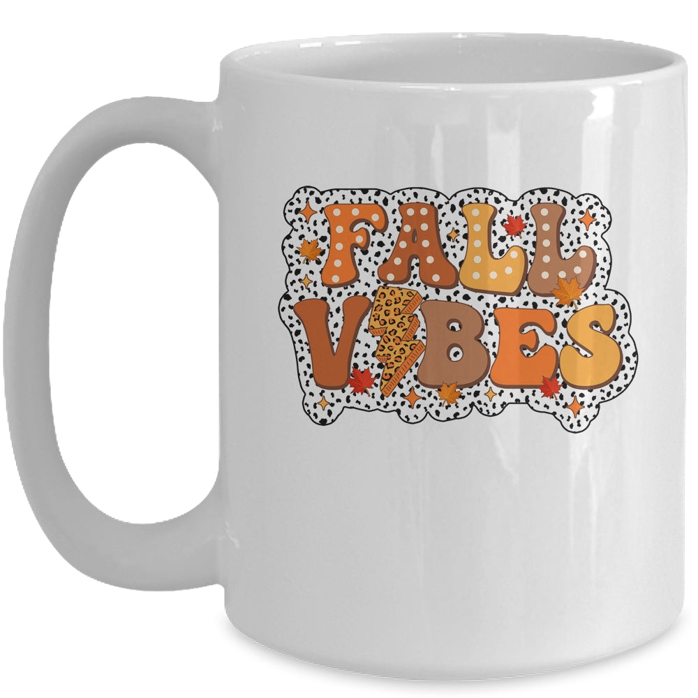 Retro Fall Vibes Autumn Design Groovy Thanksgiving Women Mug | siriusteestore