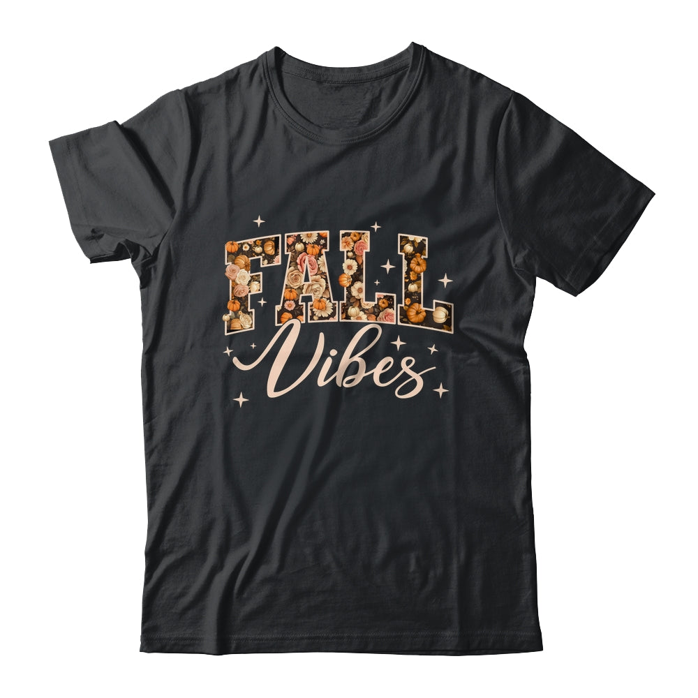 Retro Fall Vibes Preppy Floral Pumpkin Fall Autumn Vibes Shirt & Sweatshirt | siriusteestore