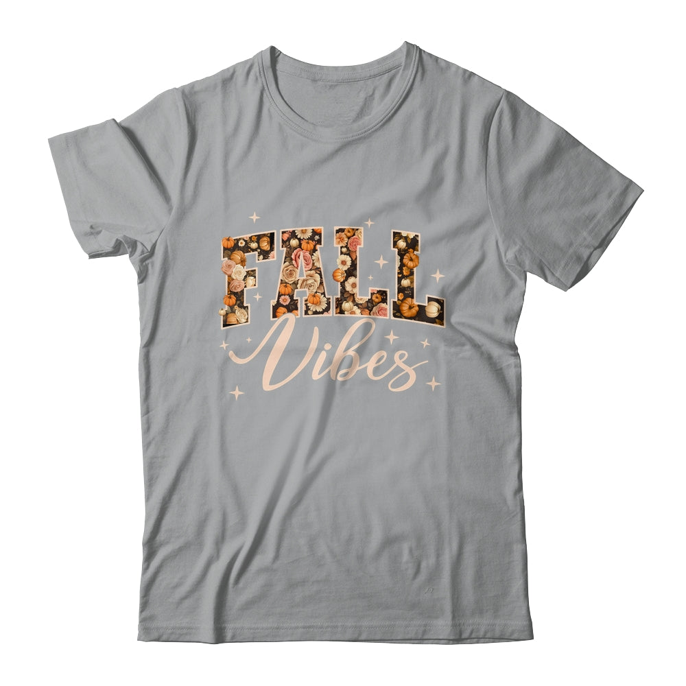 Retro Fall Vibes Preppy Floral Pumpkin Fall Autumn Vibes Shirt & Sweatshirt | siriusteestore