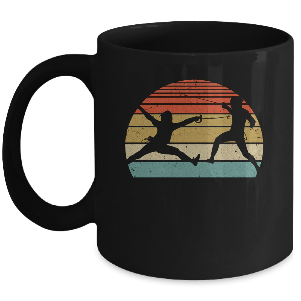 Retro Fencing Design For Men Women Vintage Fencing Sword Mug | siriusteestore