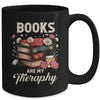 Retro Floral Books Are My Therapy Book Lover Aesthetic Girl Mug | siriusteestore