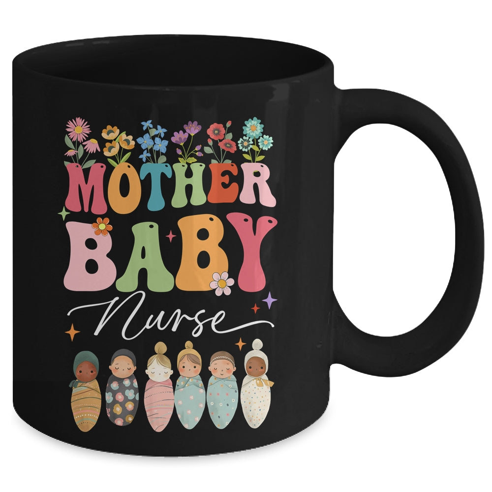 Retro Floral Mother Baby Nurse Womens Nurse Week Mug | siriusteestore