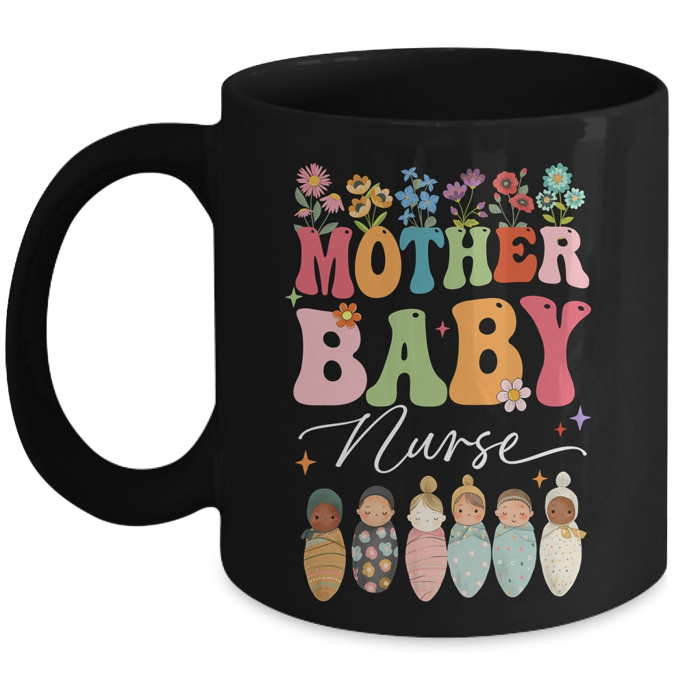 Retro Floral Mother Baby Nurse Womens Nurse Week Mug | siriusteestore