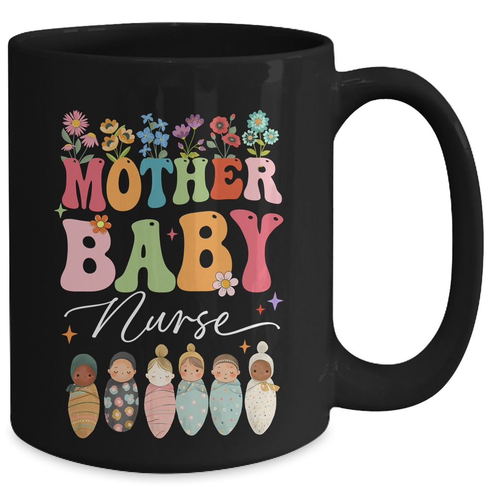 Retro Floral Mother Baby Nurse Womens Nurse Week Mug | siriusteestore