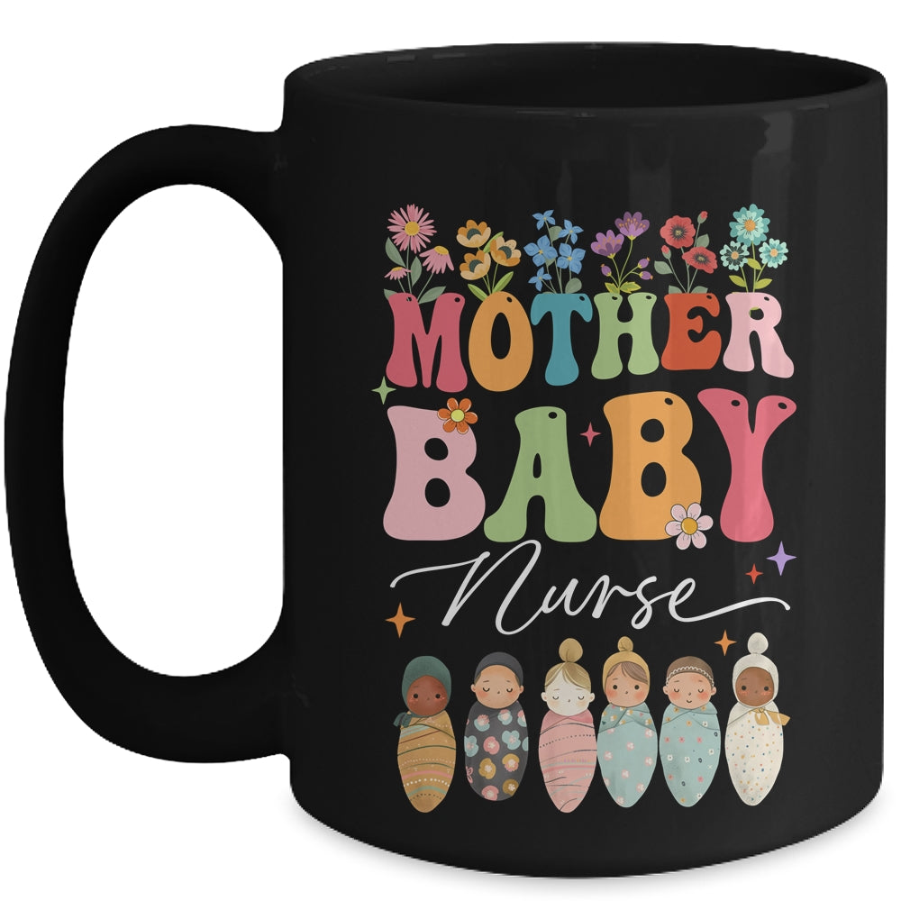 Retro Floral Mother Baby Nurse Womens Nurse Week Mug | siriusteestore