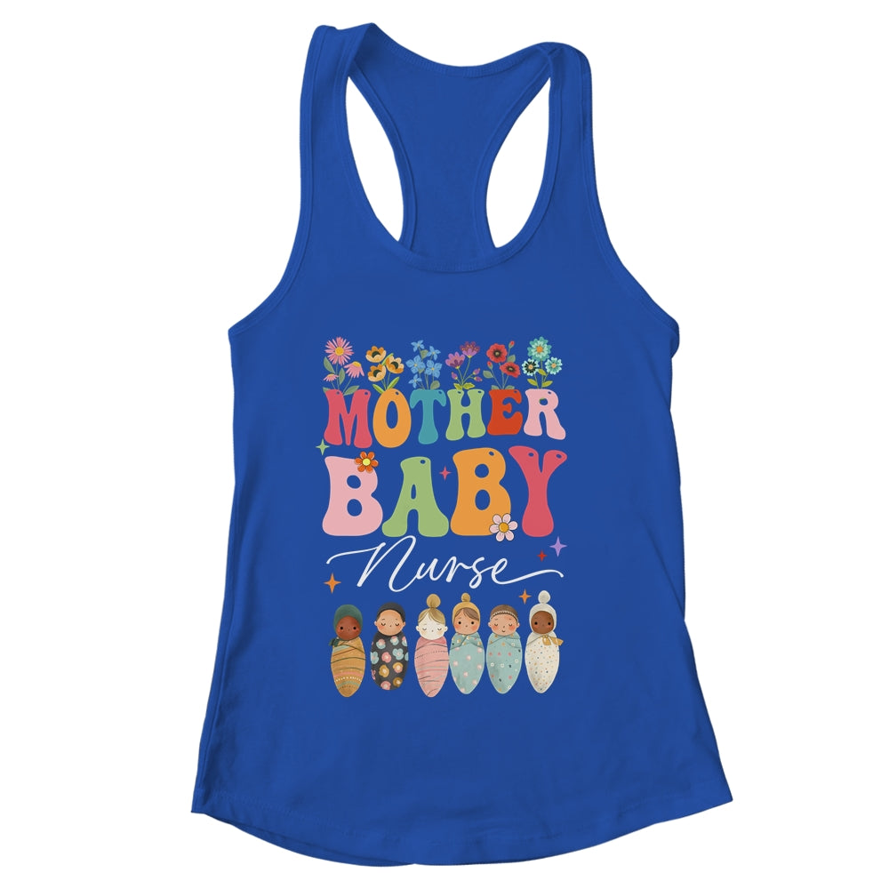 Retro Floral Mother Baby Nurse Womens Nurse Week Shirt & Tank Top | siriusteestore
