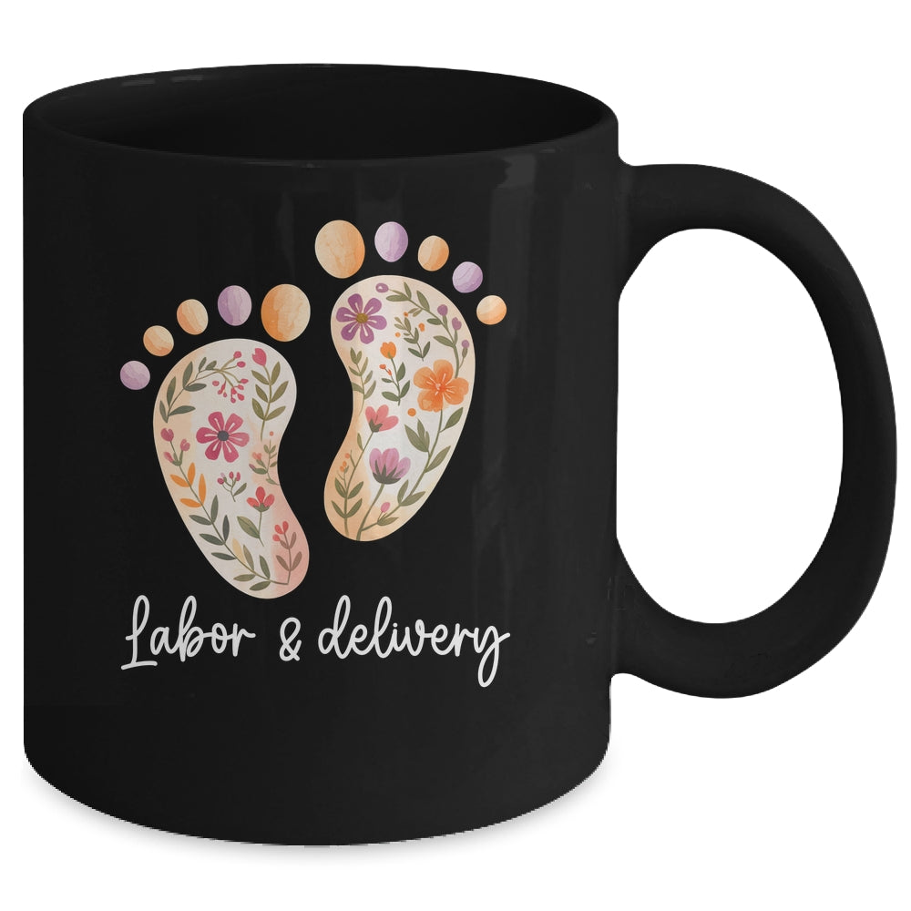 Retro Floral Nursing Labor And Delivery Nurse L&D Nurse Mug | siriusteestore