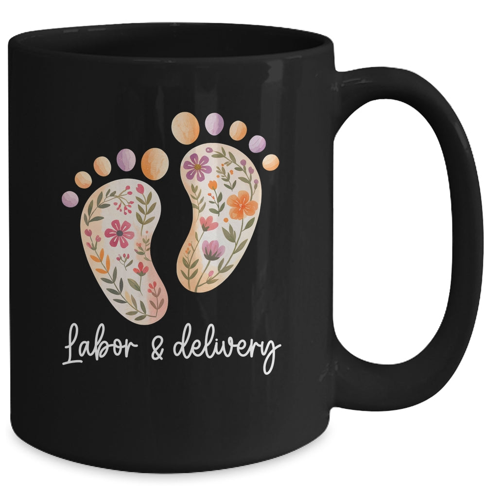 Retro Floral Nursing Labor And Delivery Nurse L&D Nurse Mug | siriusteestore