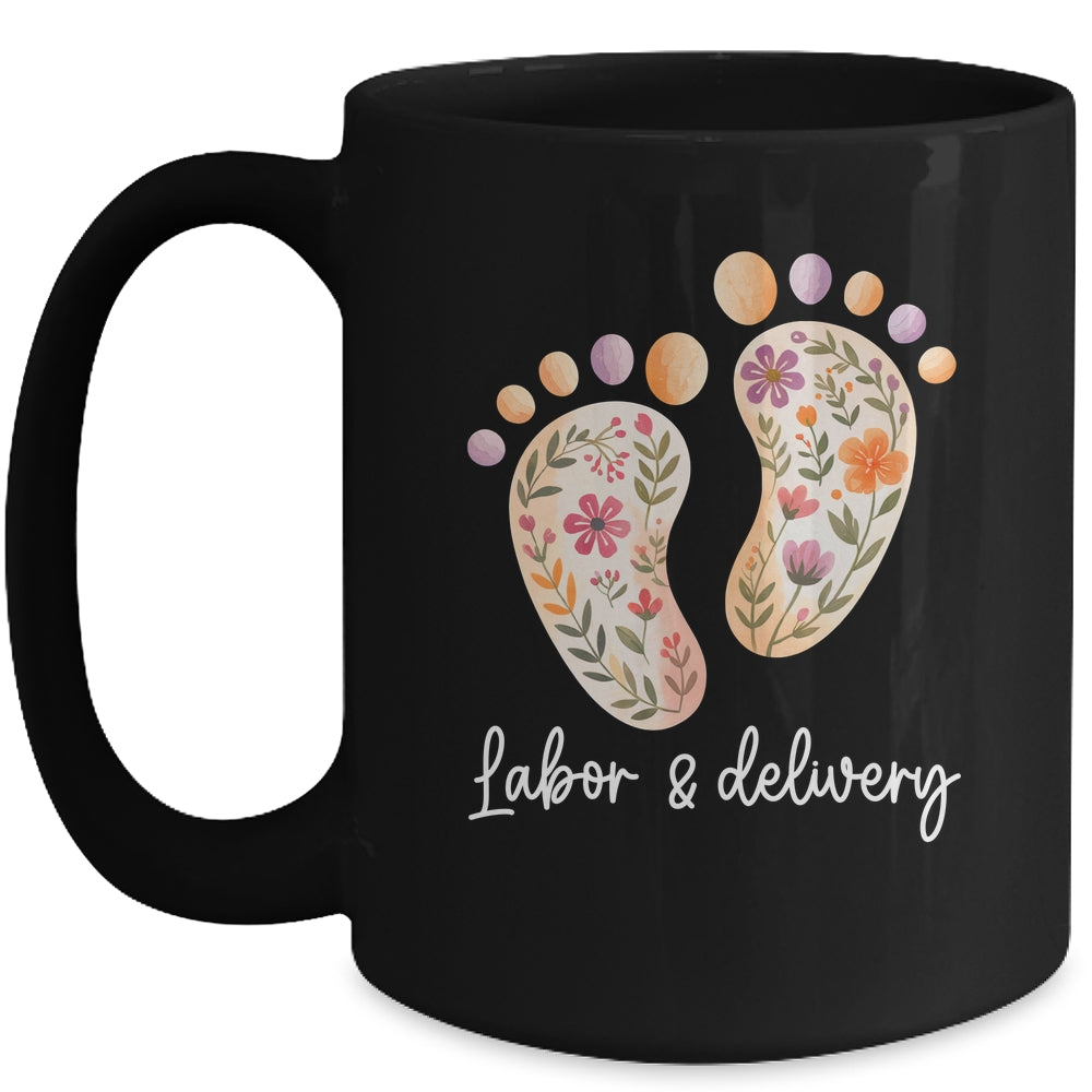 Retro Floral Nursing Labor And Delivery Nurse L&D Nurse Mug | siriusteestore