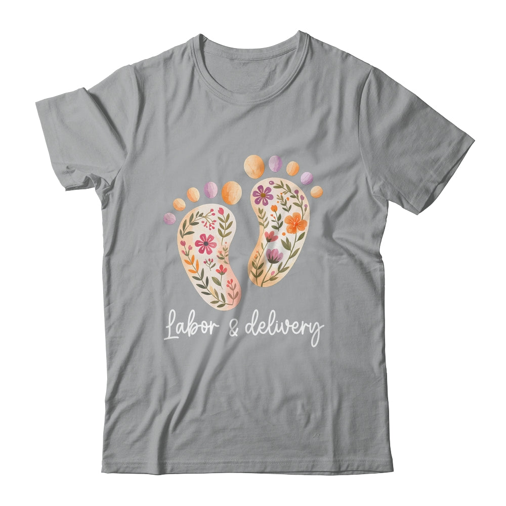 Retro Floral Nursing Labor And Delivery Nurse L&D Nurse Shirt & Tank Top | siriusteestore