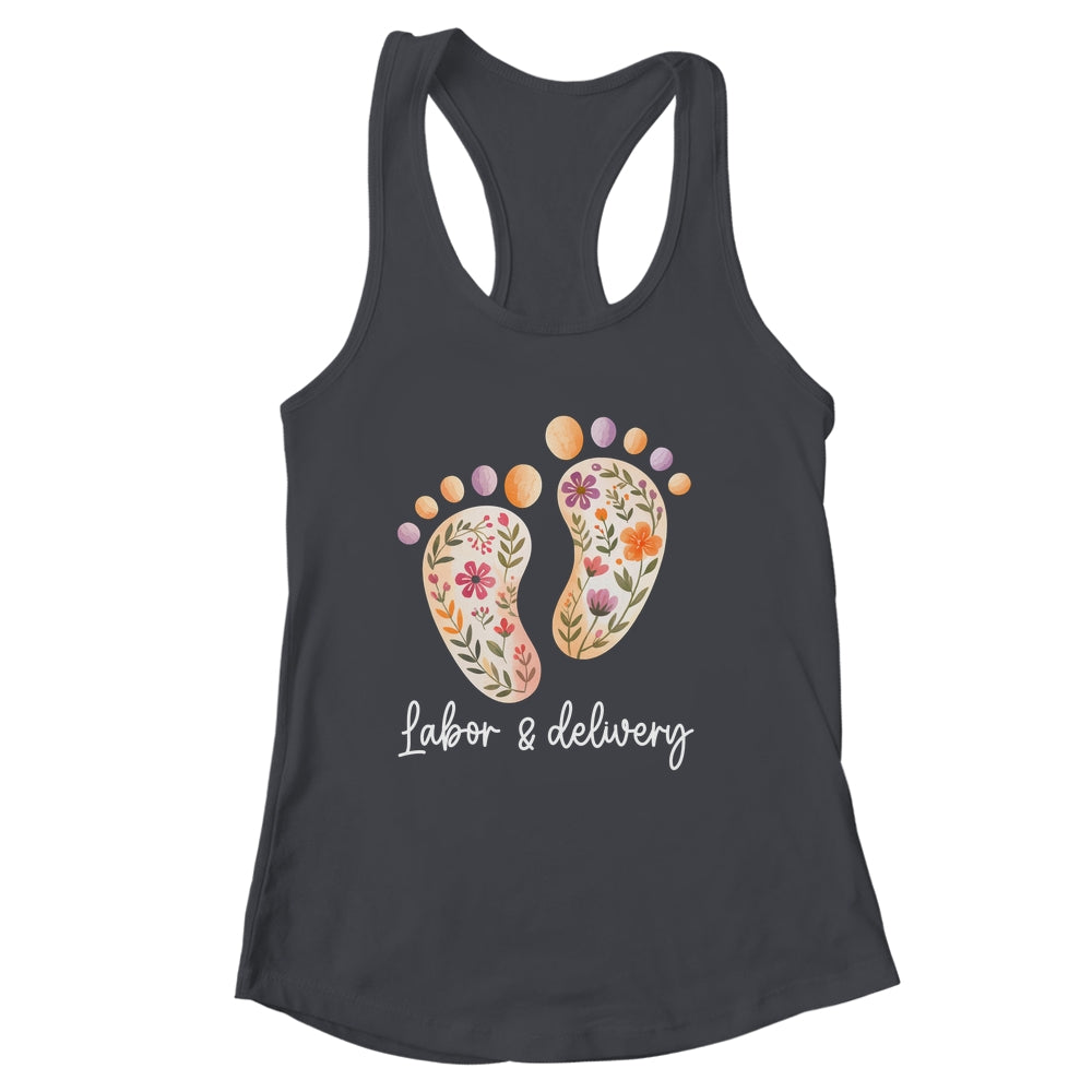 Retro Floral Nursing Labor And Delivery Nurse L&D Nurse Shirt & Tank Top | siriusteestore