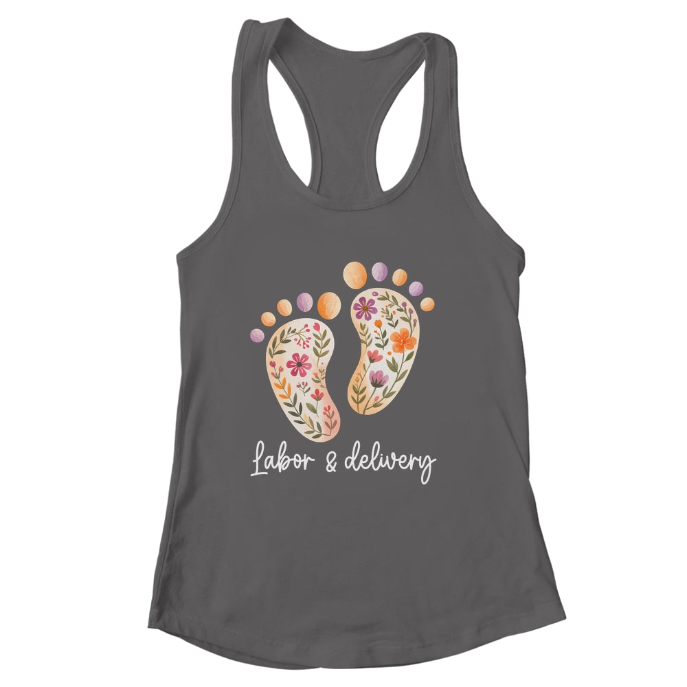 Retro Floral Nursing Labor And Delivery Nurse L&D Nurse Shirt & Tank Top | siriusteestore