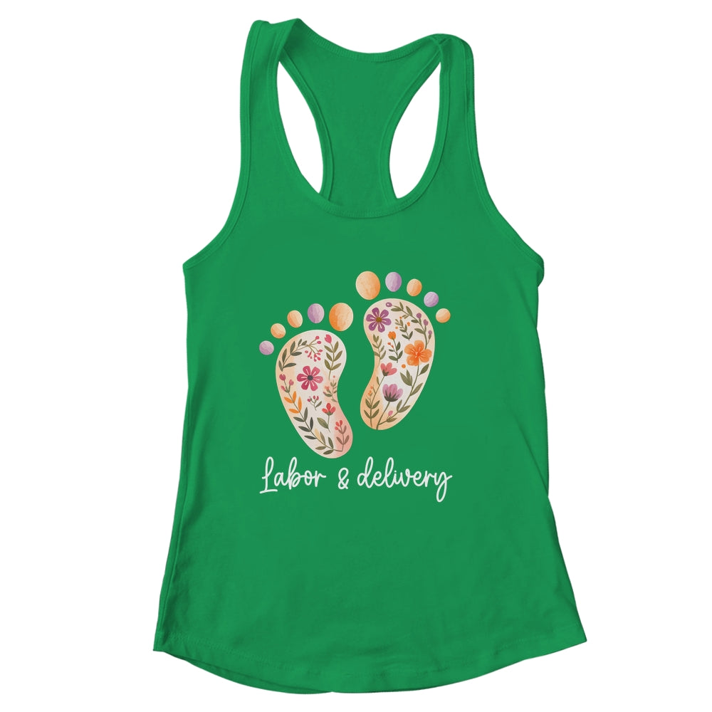 Retro Floral Nursing Labor And Delivery Nurse L&D Nurse Shirt & Tank Top | siriusteestore