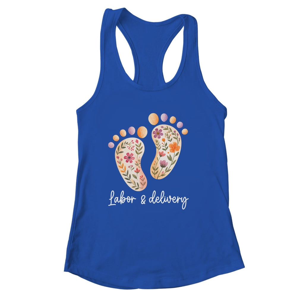 Retro Floral Nursing Labor And Delivery Nurse L&D Nurse Shirt & Tank Top | siriusteestore