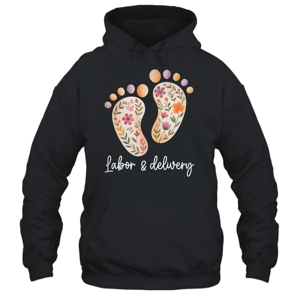 Retro Floral Nursing Labor And Delivery Nurse L&D Nurse Shirt & Tank Top | siriusteestore