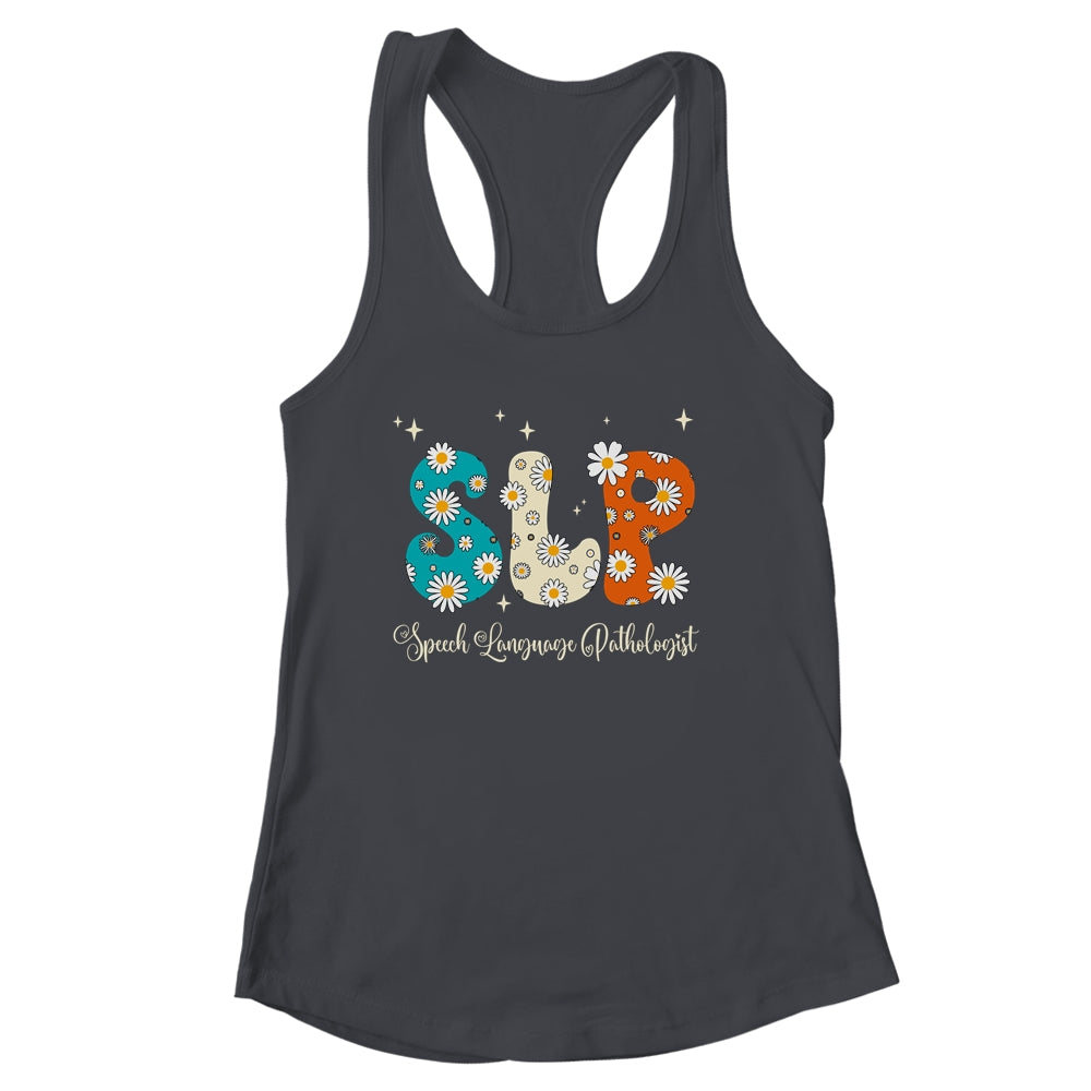 Retro Floral SLP Speech Language Pathologist Speech Therapy Shirt & Tank Top | siriusteestore