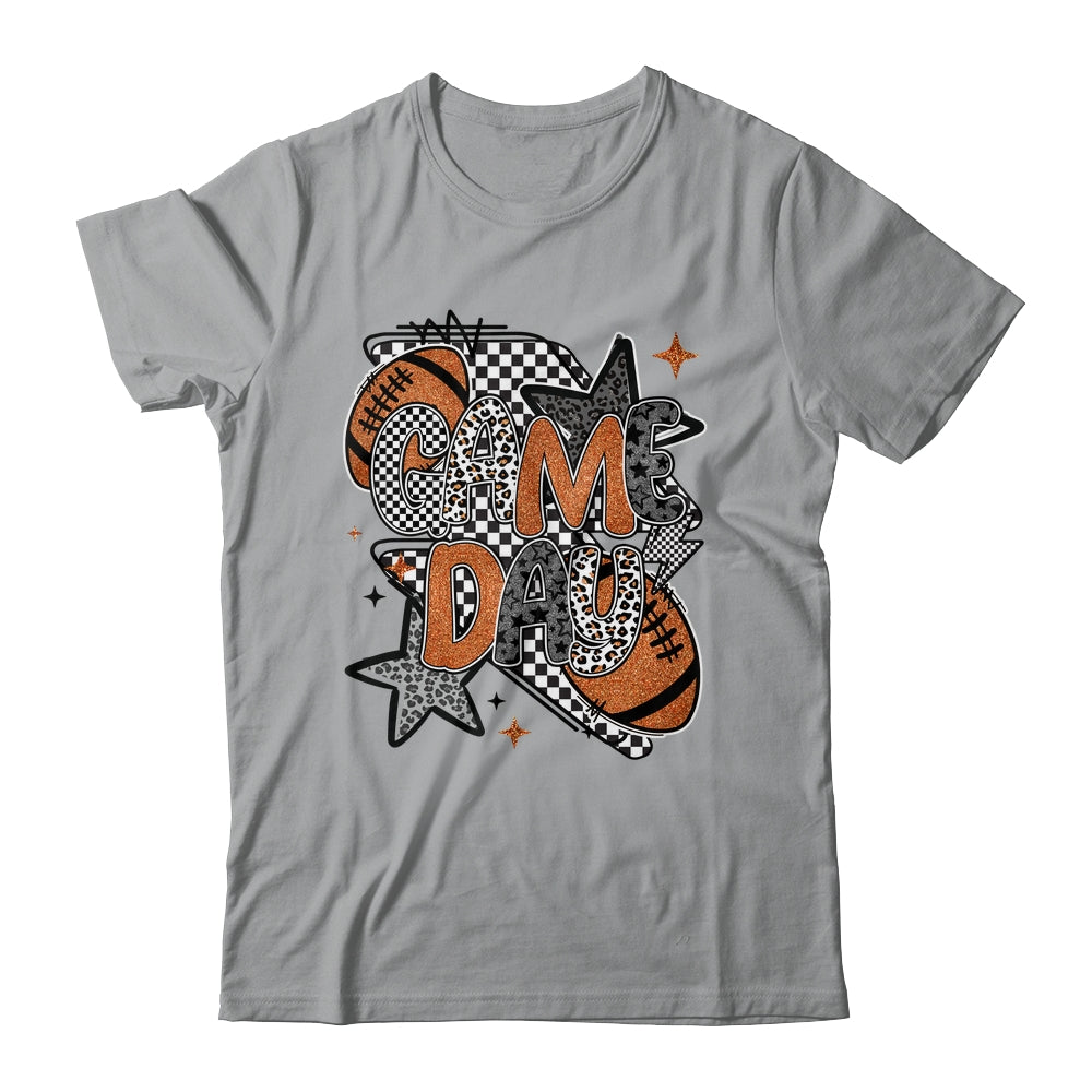 Retro Football Game Day Checkered Leopard Football Mama Mom Shirt & Tank Top | siriusteestore