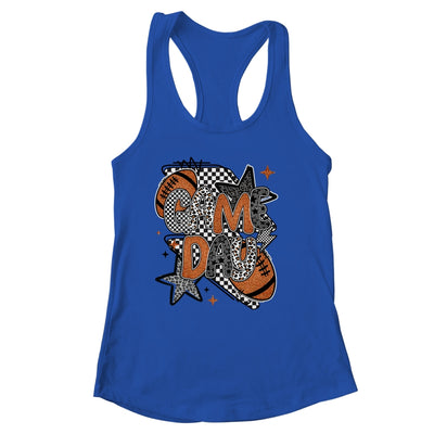 Retro Football Game Day Checkered Leopard Football Mama Mom Shirt & Tank Top | siriusteestore