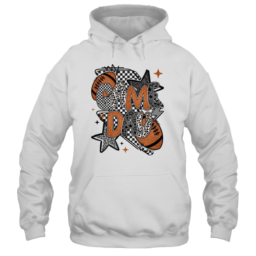 Retro Football Game Day Checkered Leopard Football Mama Mom Shirt & Tank Top | siriusteestore